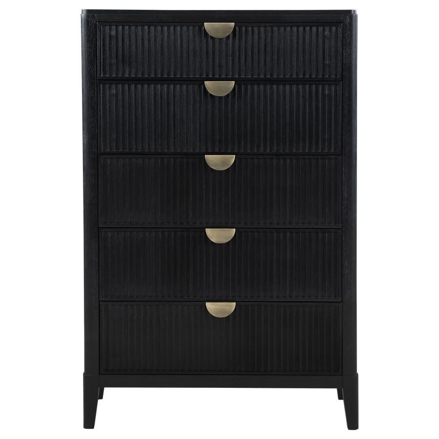 Brookmead - 5 - Drawer Bedroom Chest - Black Accent Chest modern furniture Contempo Furniture