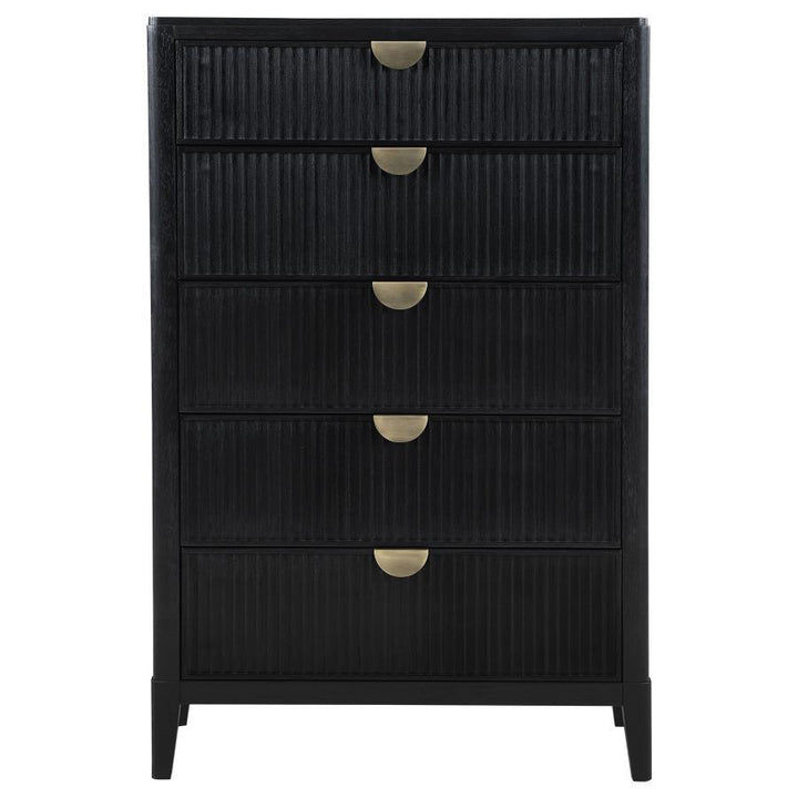 Brookmead - 5 - Drawer Bedroom Chest - Black Accent Chest modern furniture Contempo Furniture