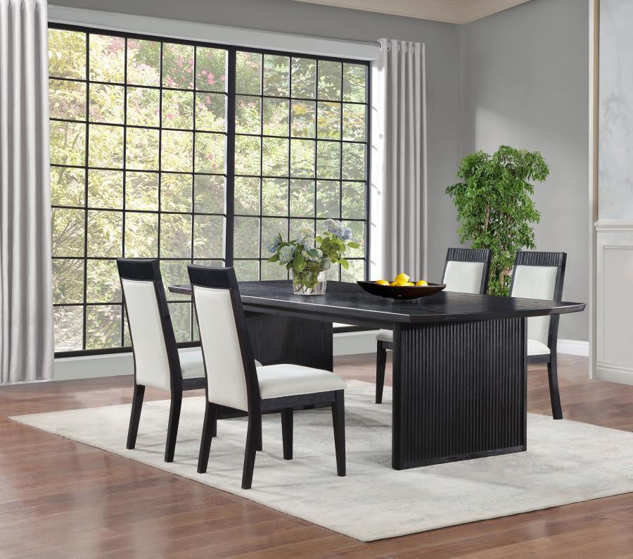 Brookmead - 5 - Piece Extension Leaf Dining Table Set - Black / Ivory 5 - Piece Dining Room Set modern furniture Contempo Furniture