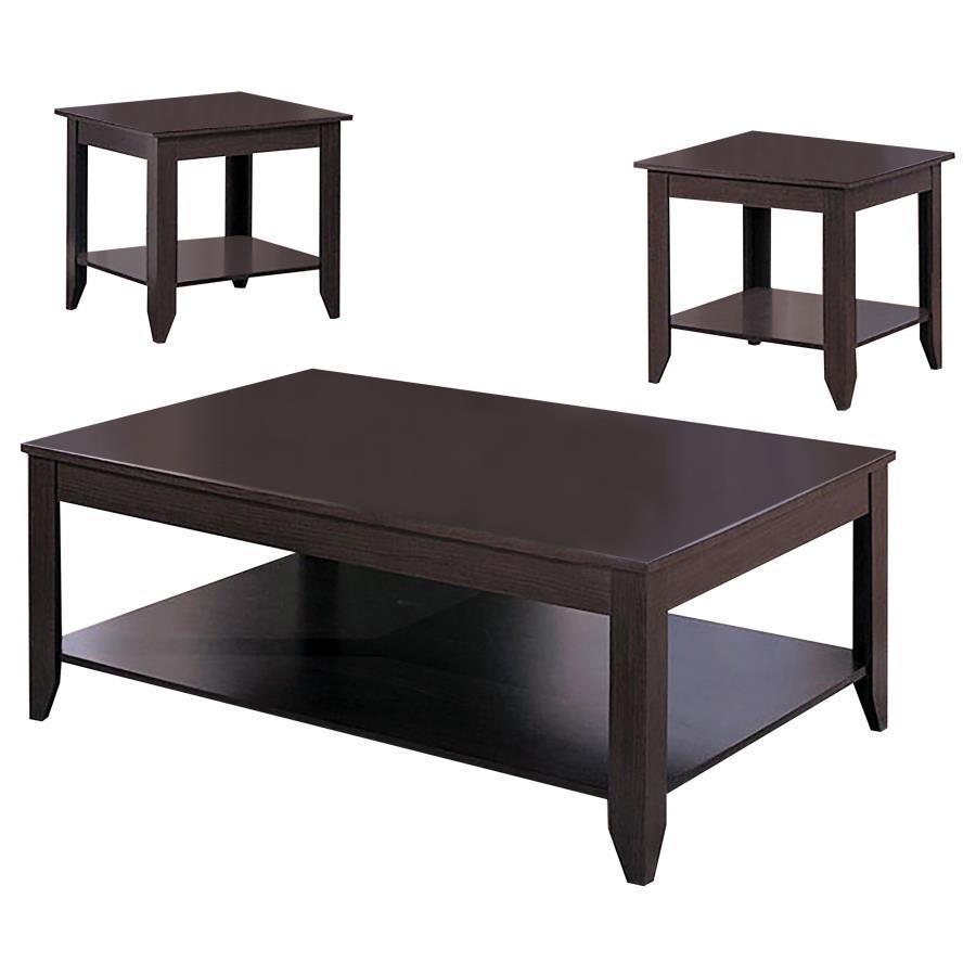 Brooks - 3 Piece Rectangular Coffee Table Set - Cappuccino Coffee Table Set modern furniture Contempo Furniture