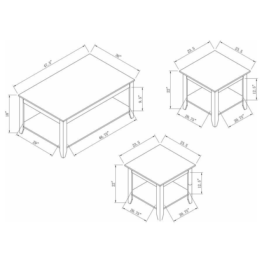 Brooks - 3 Piece Rectangular Coffee Table Set - Cappuccino Coffee Table Set modern furniture Contempo Furniture