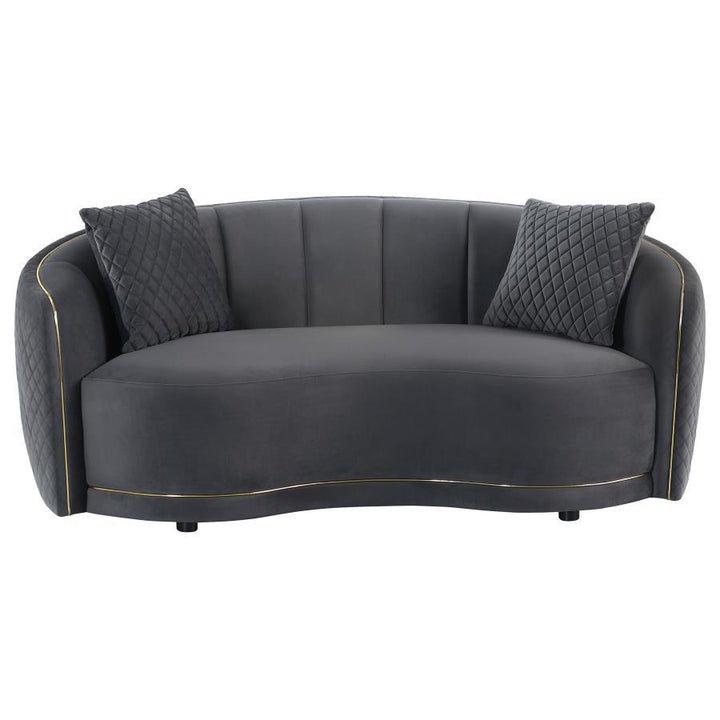 Brookside - 2 Piece Velvet Upholstered Sofa Set - Dark Gray Stationary Sofa &amp; Loveseat modern furniture Contempo Furniture