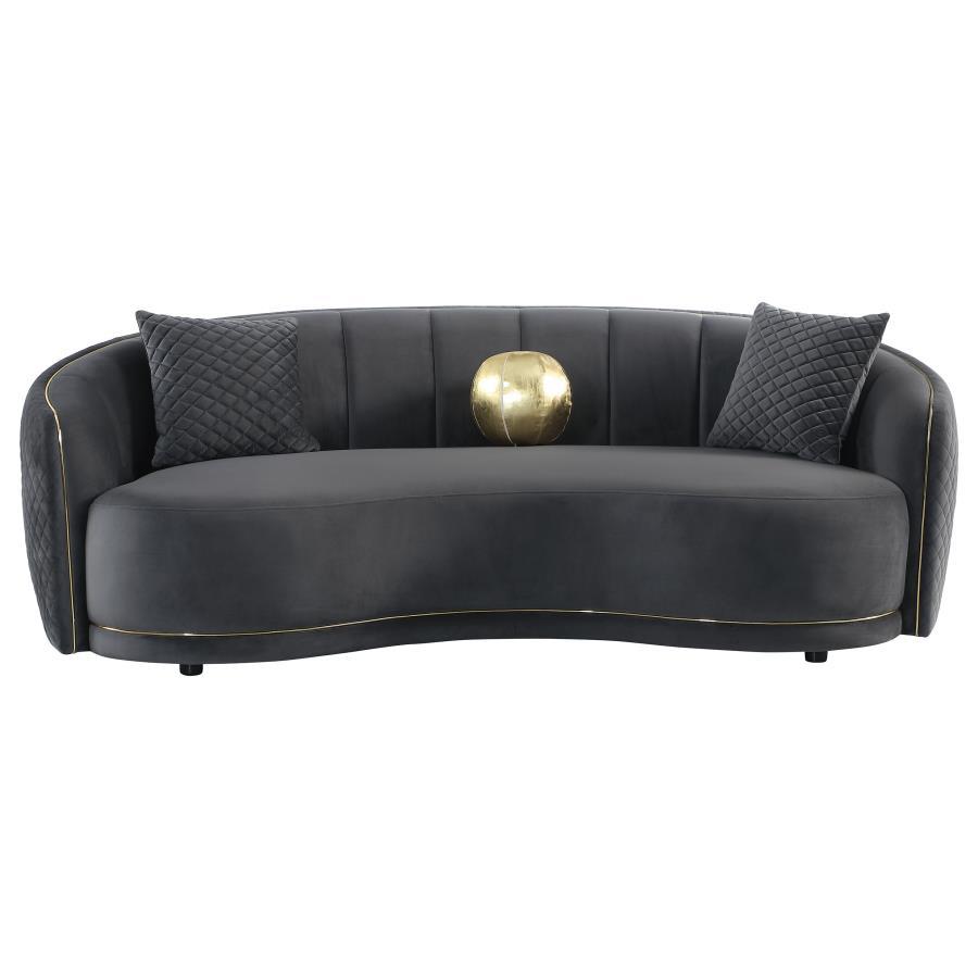 Brookside - 2 Piece Velvet Upholstered Sofa Set - Dark Gray Stationary Sofa & Loveseat modern furniture Contempo Furniture