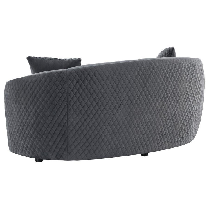 Brookside - 2 Piece Velvet Upholstered Sofa Set - Dark Gray Stationary Sofa &amp; Loveseat modern furniture Contempo Furniture