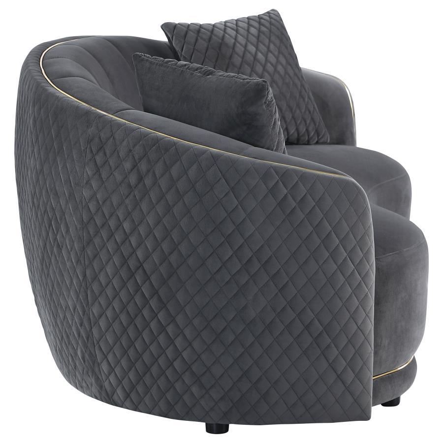 Brookside - 2 Piece Velvet Upholstered Sofa Set - Dark Gray Stationary Sofa & Loveseat modern furniture Contempo Furniture