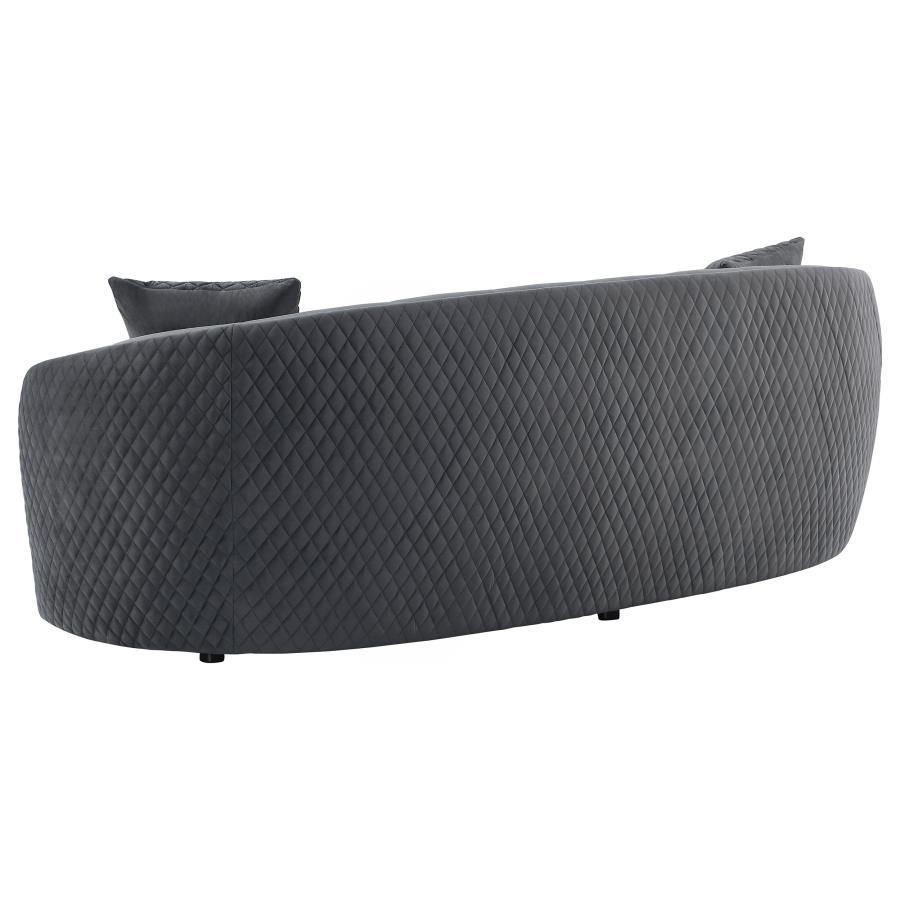 Brookside - 2 Piece Velvet Upholstered Sofa Set - Dark Gray Stationary Sofa & Loveseat modern furniture Contempo Furniture