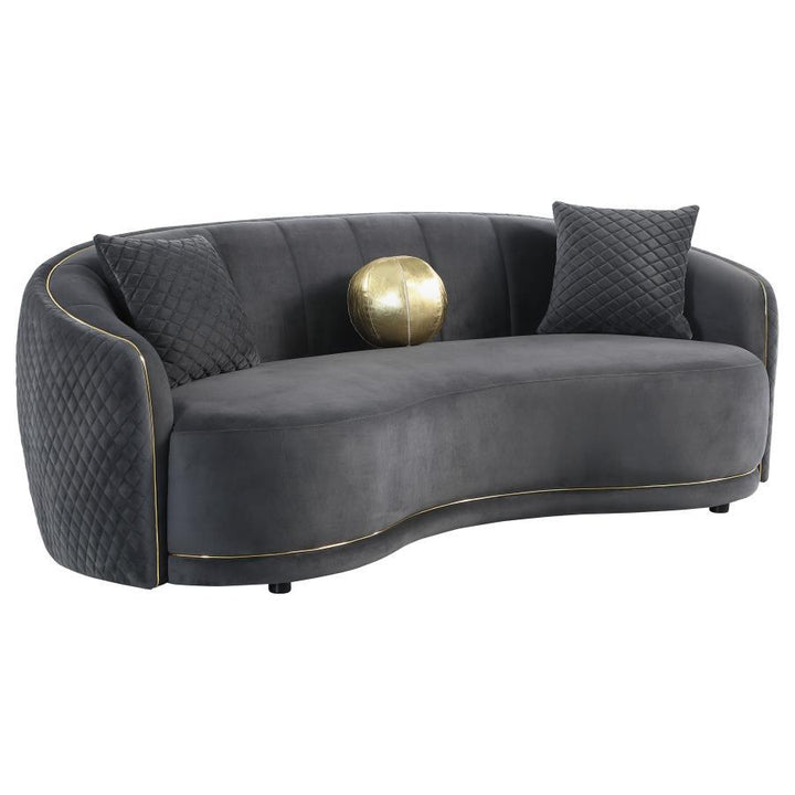 Brookside - 2 Piece Velvet Upholstered Sofa Set - Dark Gray Stationary Sofa &amp; Loveseat modern furniture Contempo Furniture