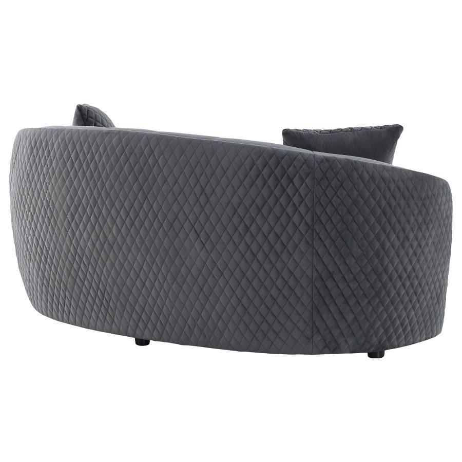 Brookside - Velvet Upholstered Curved Loveseat - Dark Gray Stationary Loveseat modern furniture Contempo Furniture