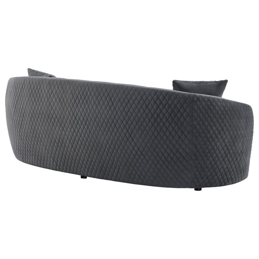 Brookside - Velvet Upholstered Curved Sofa - Dark Gray Stationary Sofa modern furniture Contempo Furniture