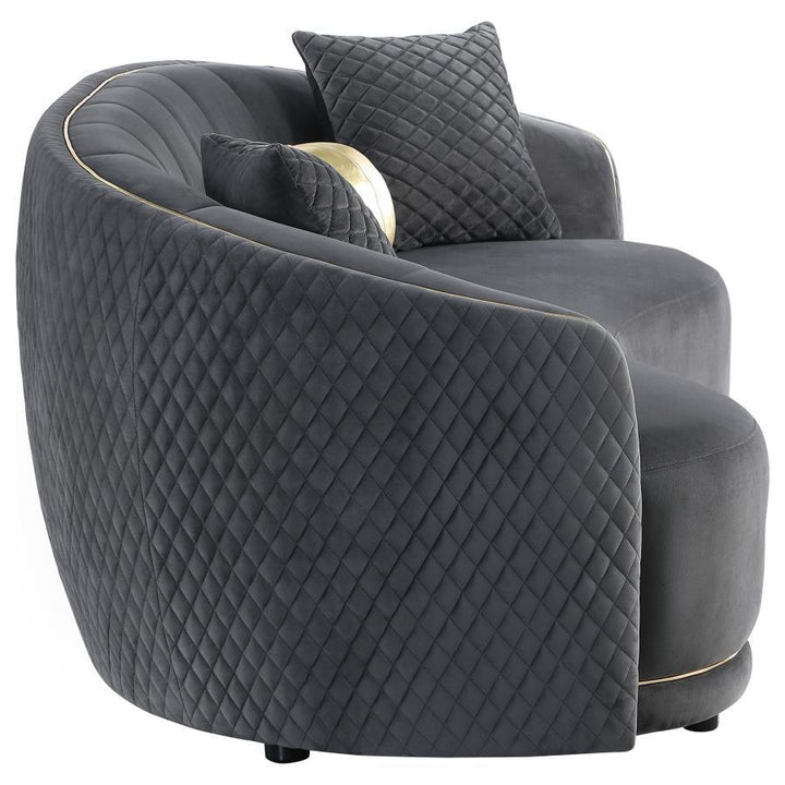 Brookside - Velvet Upholstered Curved Sofa - Dark Gray Stationary Sofa modern furniture Contempo Furniture