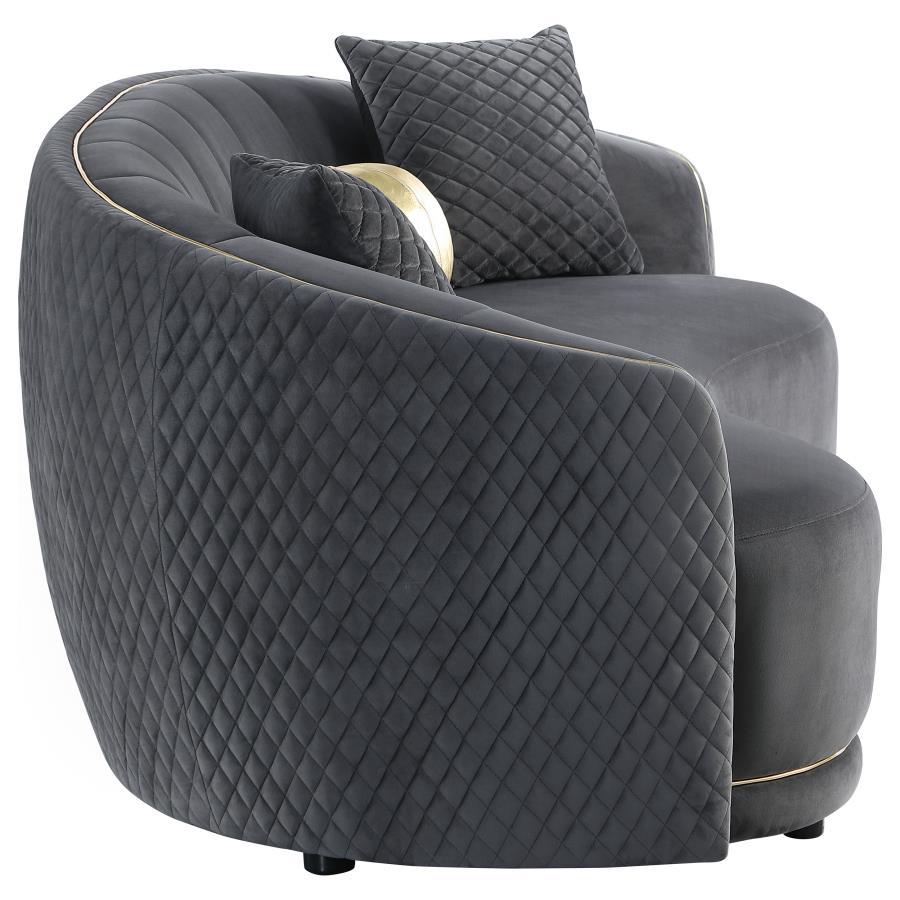 Brookside - Velvet Upholstered Curved Sofa - Dark Gray Stationary Sofa modern furniture Contempo Furniture