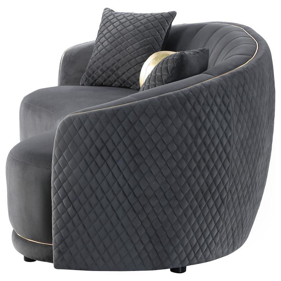 Brookside - Velvet Upholstered Curved Sofa - Dark Gray Stationary Sofa modern furniture Contempo Furniture