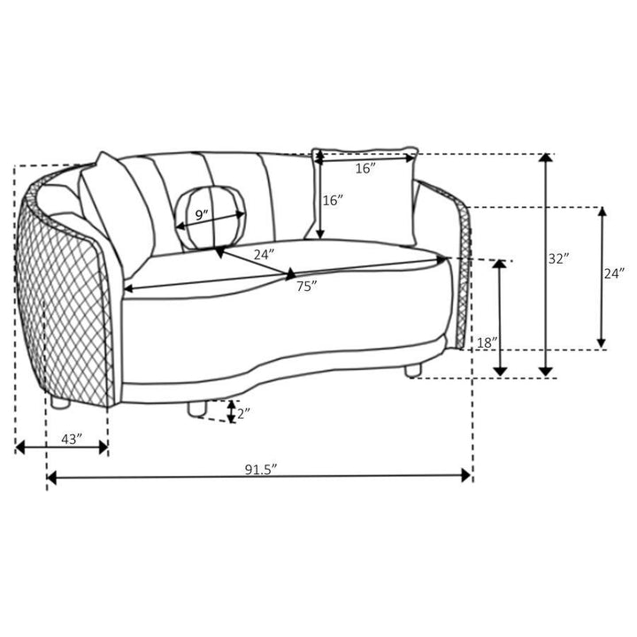 Brookside - Velvet Upholstered Curved Sofa - Dark Gray Stationary Sofa modern furniture Contempo Furniture