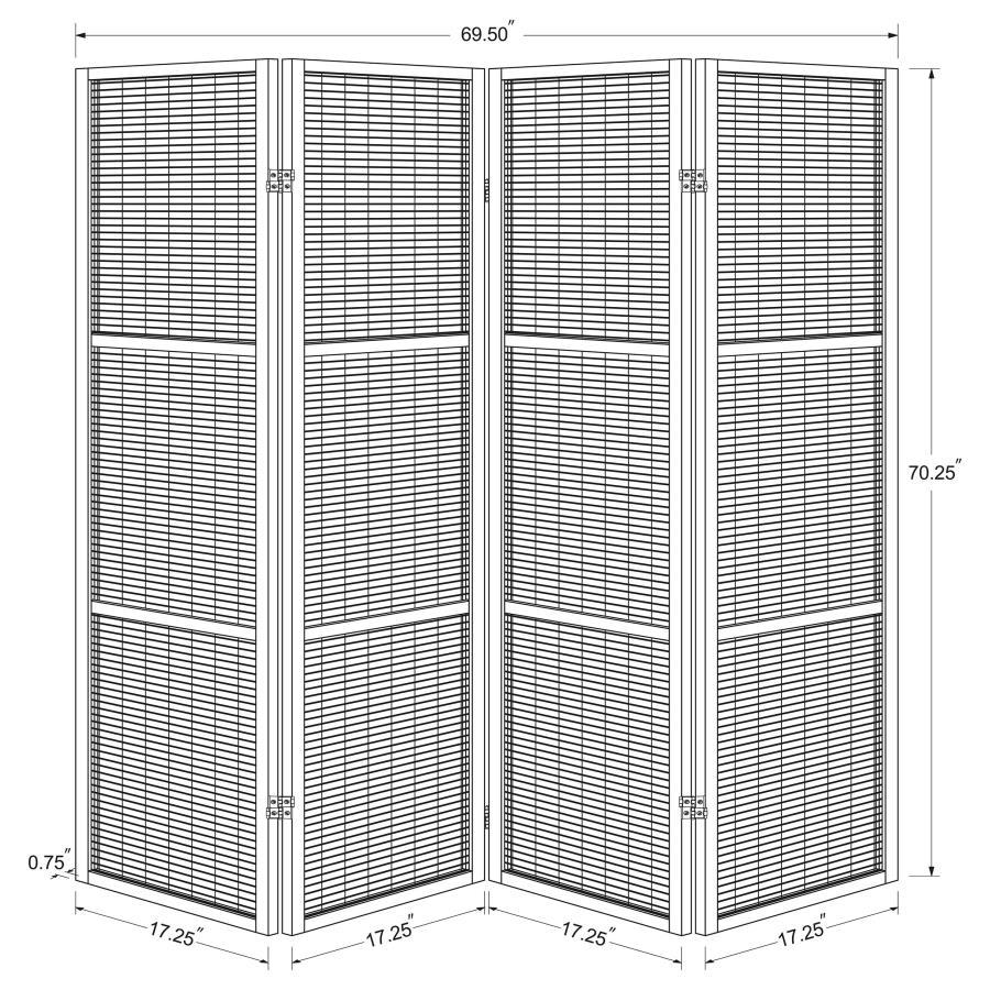 Browning - 4 - Panel Bamboo Room Divider Folding Screen - Walnut Room Divider modern furniture Contempo Furniture