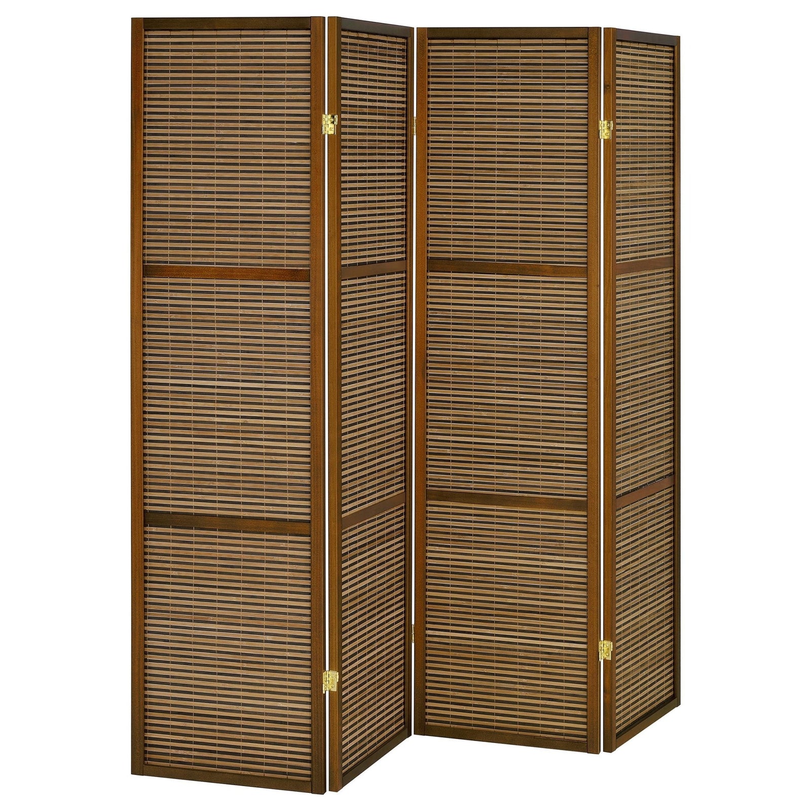 Browning - 4 - Panel Bamboo Room Divider Folding Screen - Walnut Room Divider modern furniture Contempo Furniture