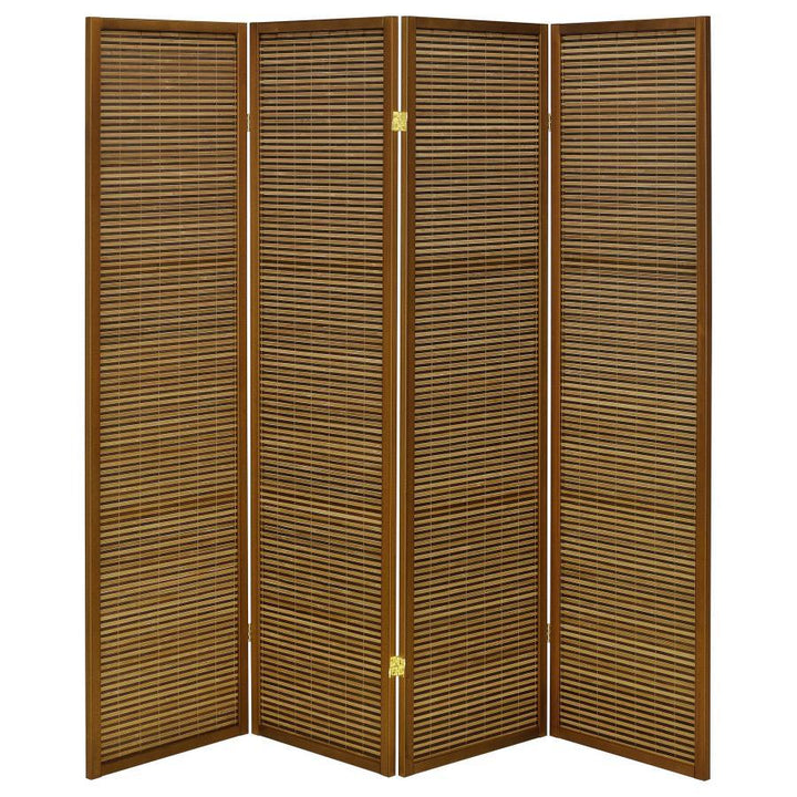 Browning - 4 - Panel Bamboo Room Divider Folding Screen - Walnut Room Divider modern furniture Contempo Furniture