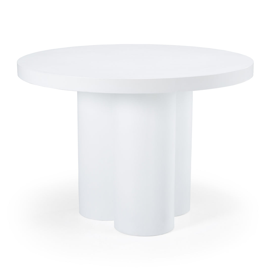 Bruni  Modern White Concrete Round Dining Table