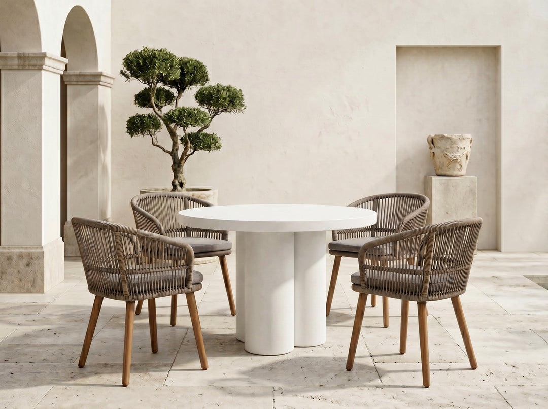 Bruni - Modern White Concrete Round Dining Table