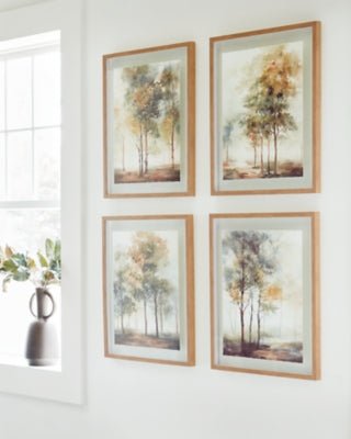 Bryneford Wall Art (Set of 4) - Light Brown Framed Print Set modern furniture Contempo Furniture