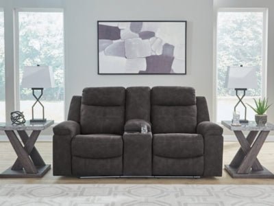 Brysonview Reclining Loveseat with Console - Dark Gray Reclining Loveseat modern furniture Contempo Furniture