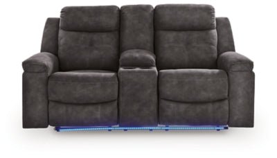 Brysonview Reclining Loveseat with Console - Dark Gray Reclining Loveseat modern furniture Contempo Furniture