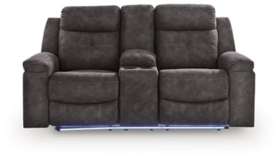 Brysonview Reclining Loveseat with Console - Dark Gray Reclining Loveseat modern furniture Contempo Furniture