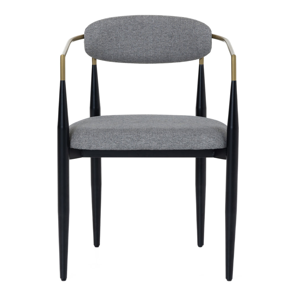 Buchtel - Mid-Century Modern Medium Grey + Gold Arm + Black Dining Chair - View 9