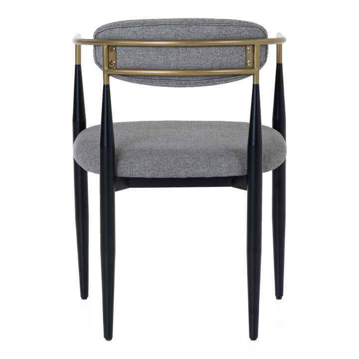 Buchtel - Mid-Century Modern Medium Grey + Gold Arm + Black Dining Chair