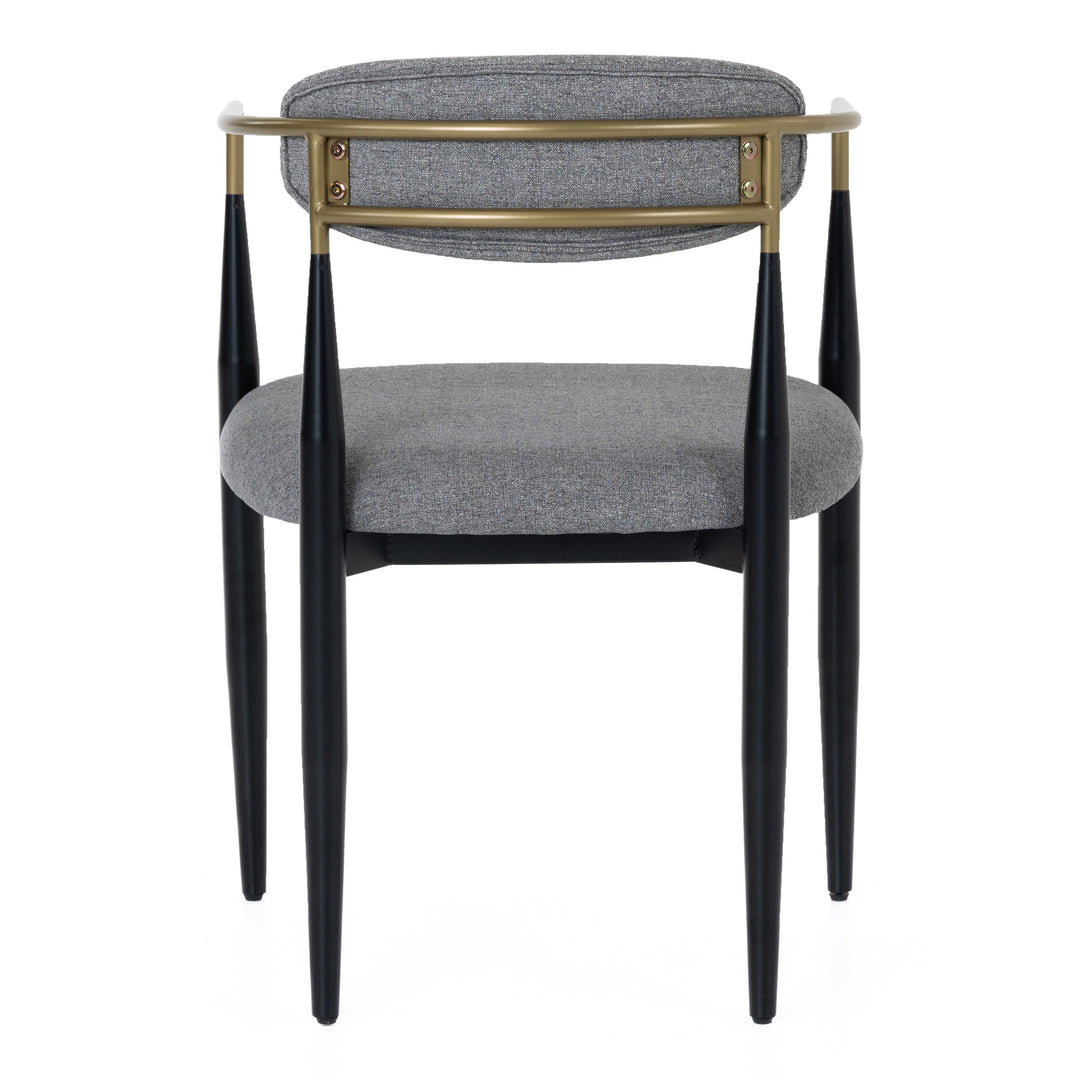 Buchtel - Mid-Century Modern Medium Grey + Gold Arm + Black Dining Chair