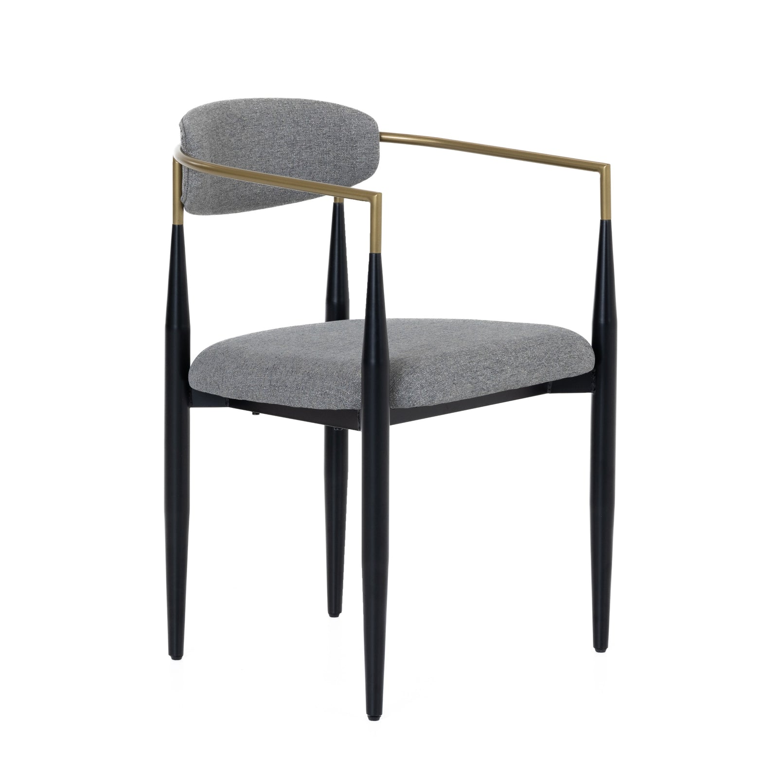 Buchtel - Mid-Century Modern Medium Grey  Gold Arm  Black Dining Chair