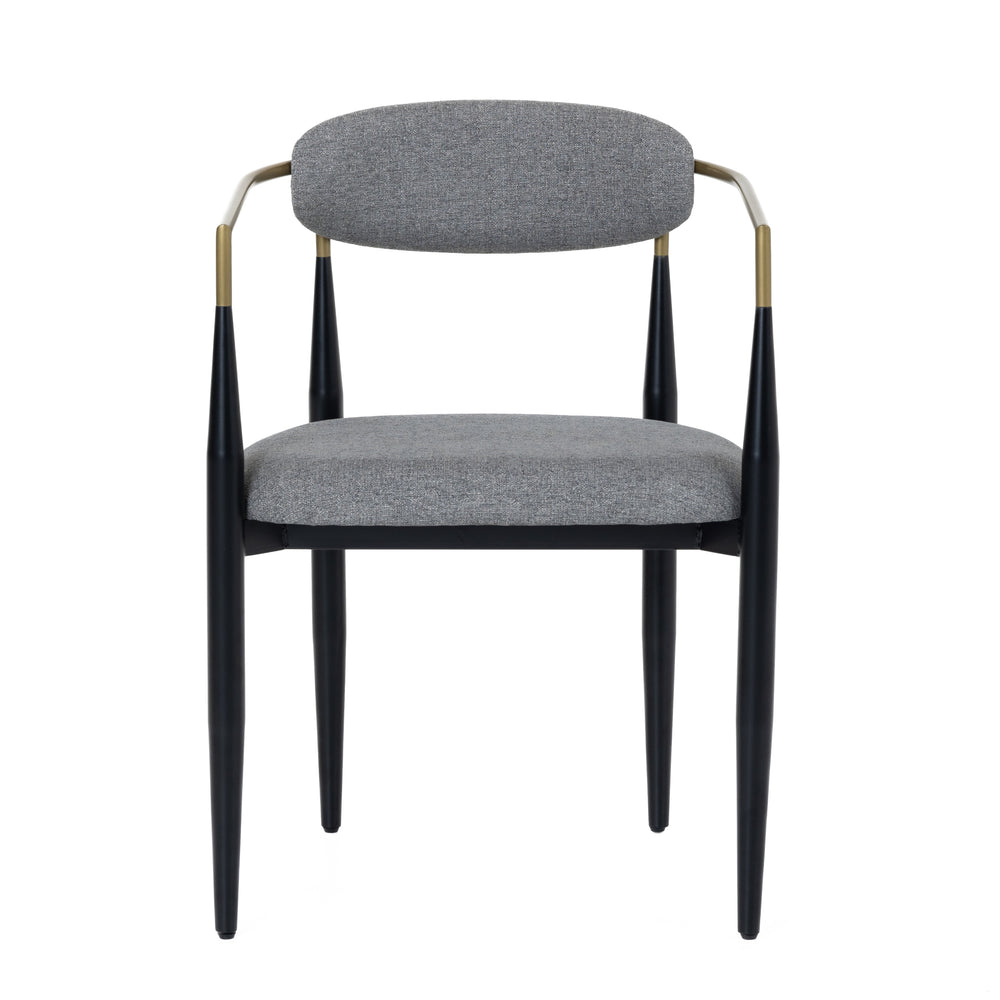 Buchtel - Mid-Century Modern Medium Grey + Gold Arm + Black Dining Chair - View 2