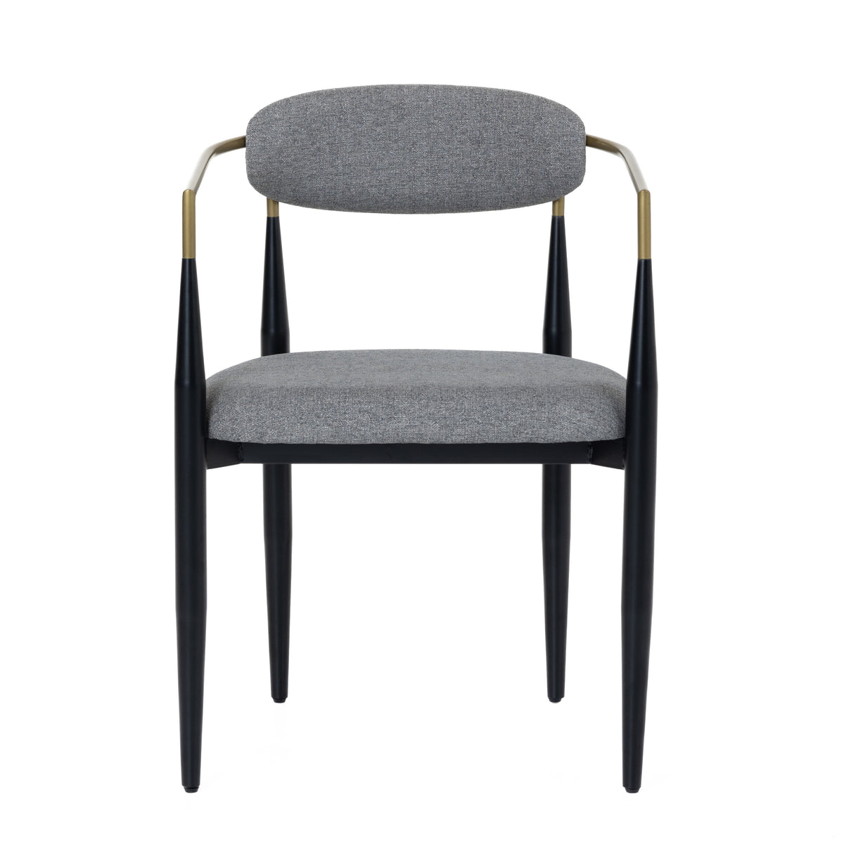 Buchtel - Mid-Century Modern Medium Grey + Gold Arm + Black Dining Chair - View 2
