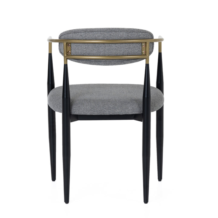 Buchtel - Mid-Century Modern Medium Grey + Gold Arm + Black Dining Chair