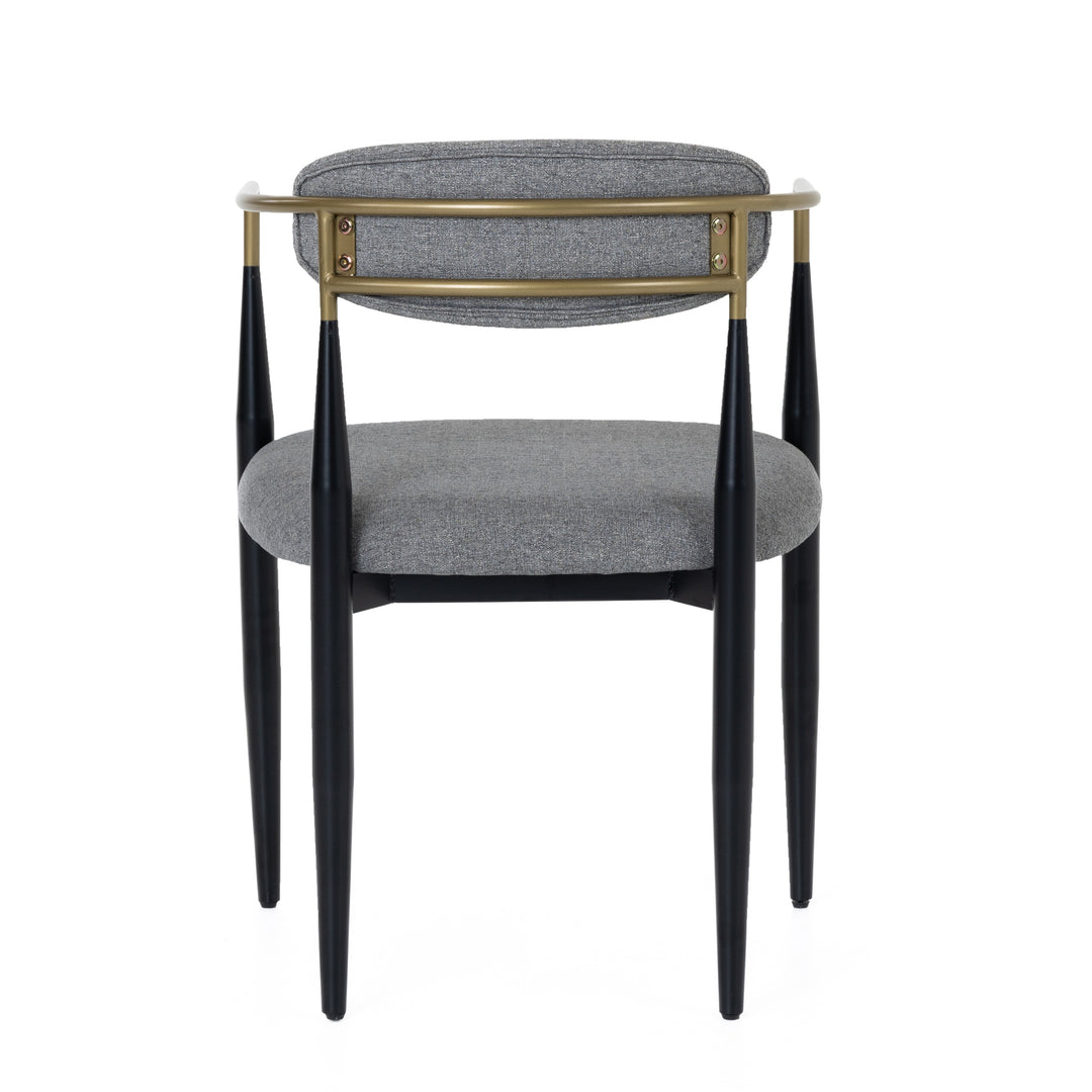Buchtel - Mid-Century Modern Medium Grey + Gold Arm + Black Dining Chair