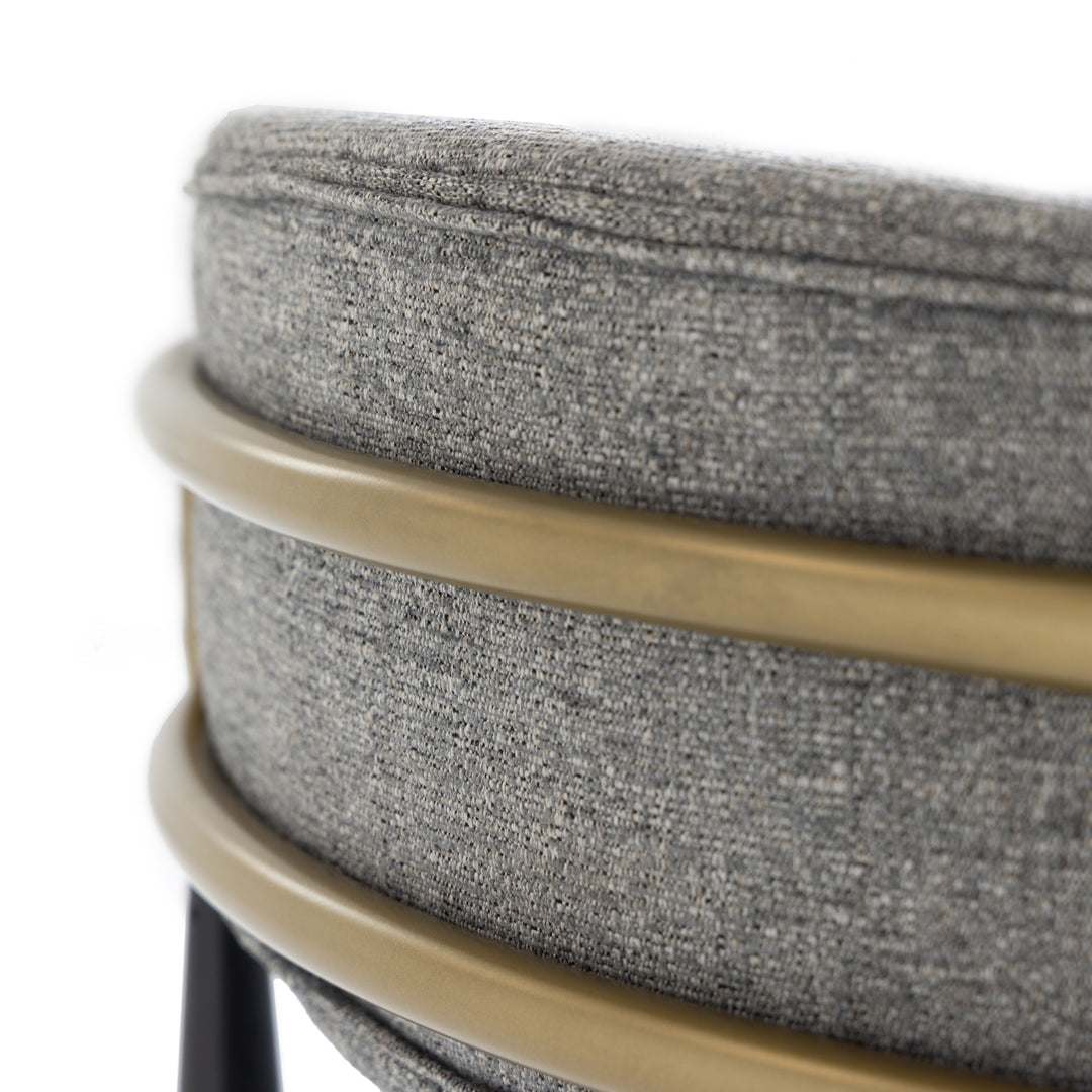 Buchtel  Mid-Century Modern Medium Grey + Gold Arm + Black Dining Chair