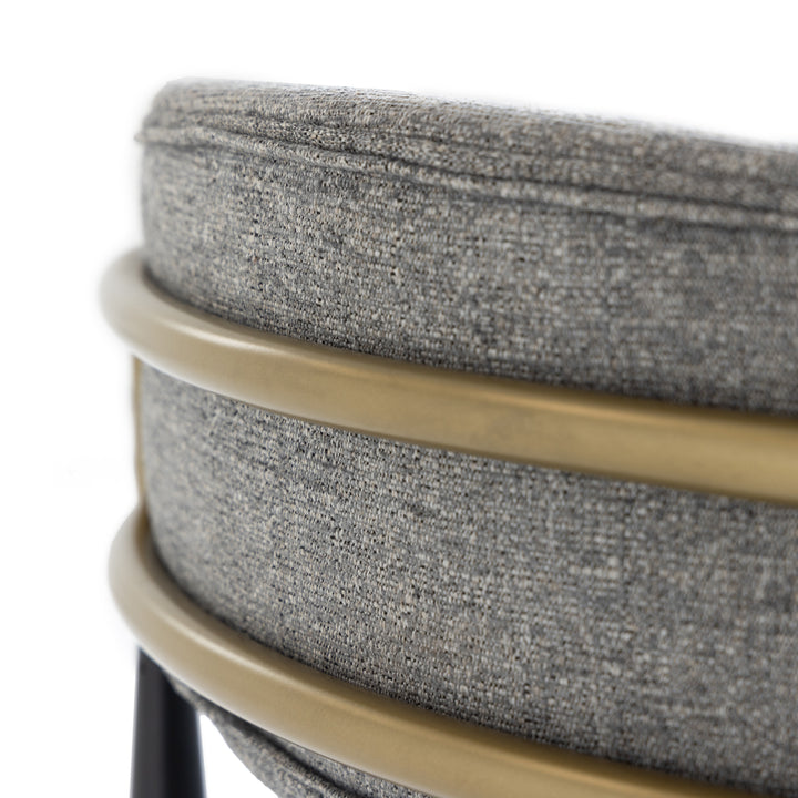 Buchtel  Mid-Century Modern Medium Grey + Gold Arm + Black Dining Chair