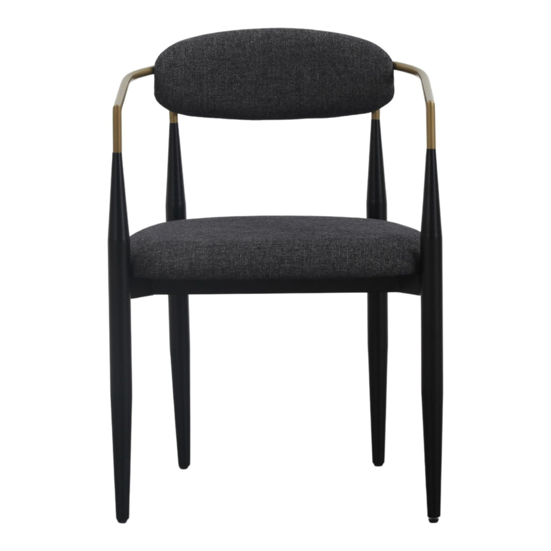 Buchtel - Mid-Century Modern Dark Grey + Gold Arm + Black Dining Chair