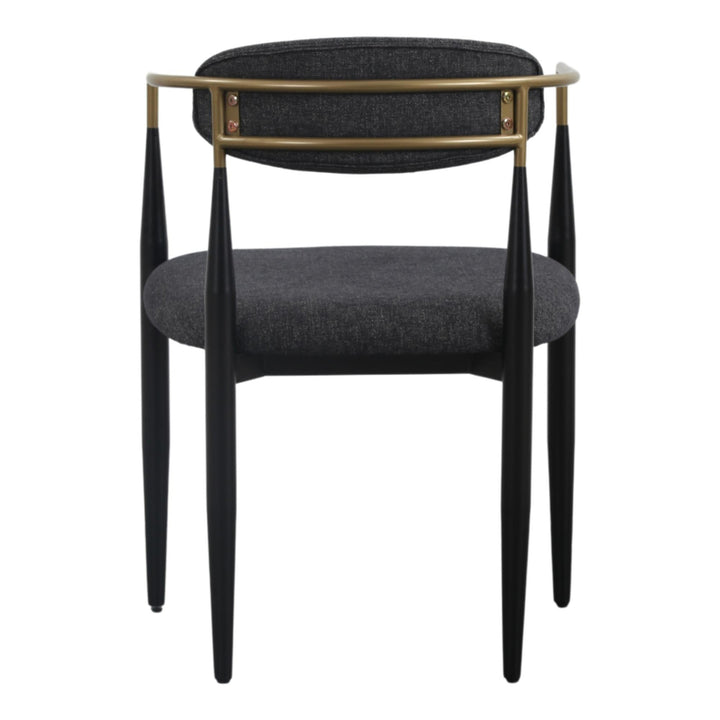 Buchtel - Mid-Century Modern Dark Grey + Gold Arm + Black Dining Chair