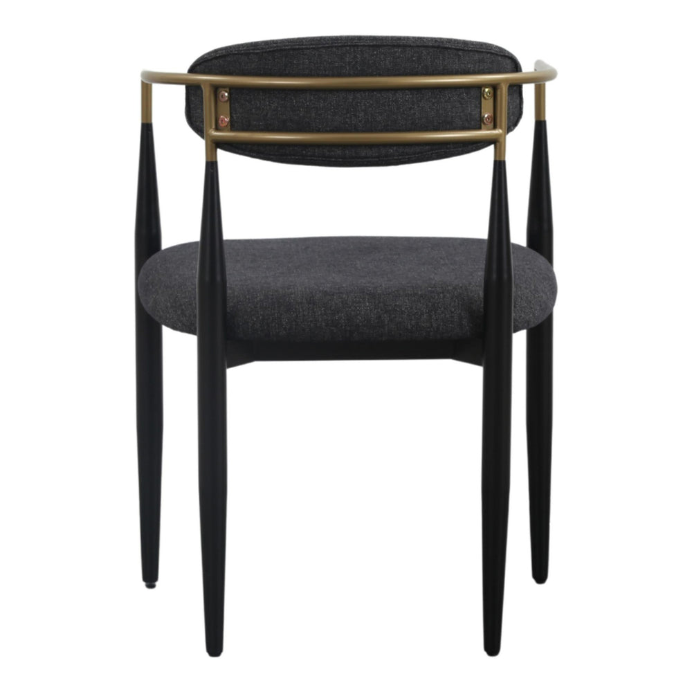 Buchtel - Mid-Century Modern Dark Grey + Gold Arm + Black Dining Chair - View 7