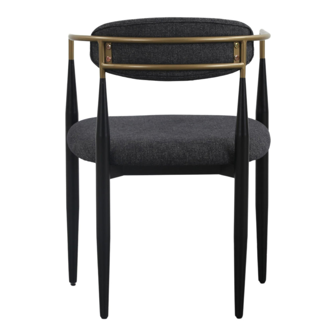 Buchtel - Mid-Century Modern Dark Grey + Gold Arm + Black Dining Chair