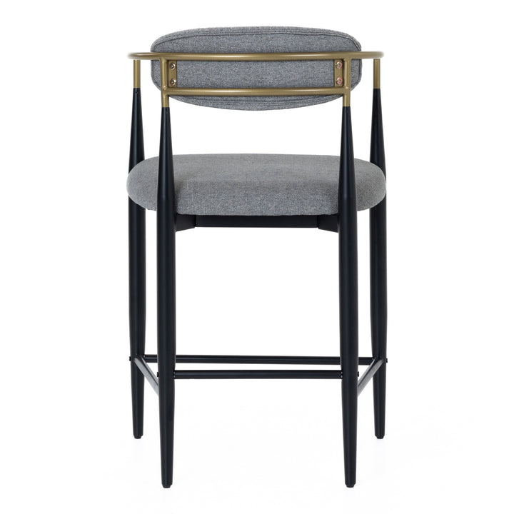 Buchtel - Mid-Century Modern Medium Grey + Gold Arm + Black Counter Chair