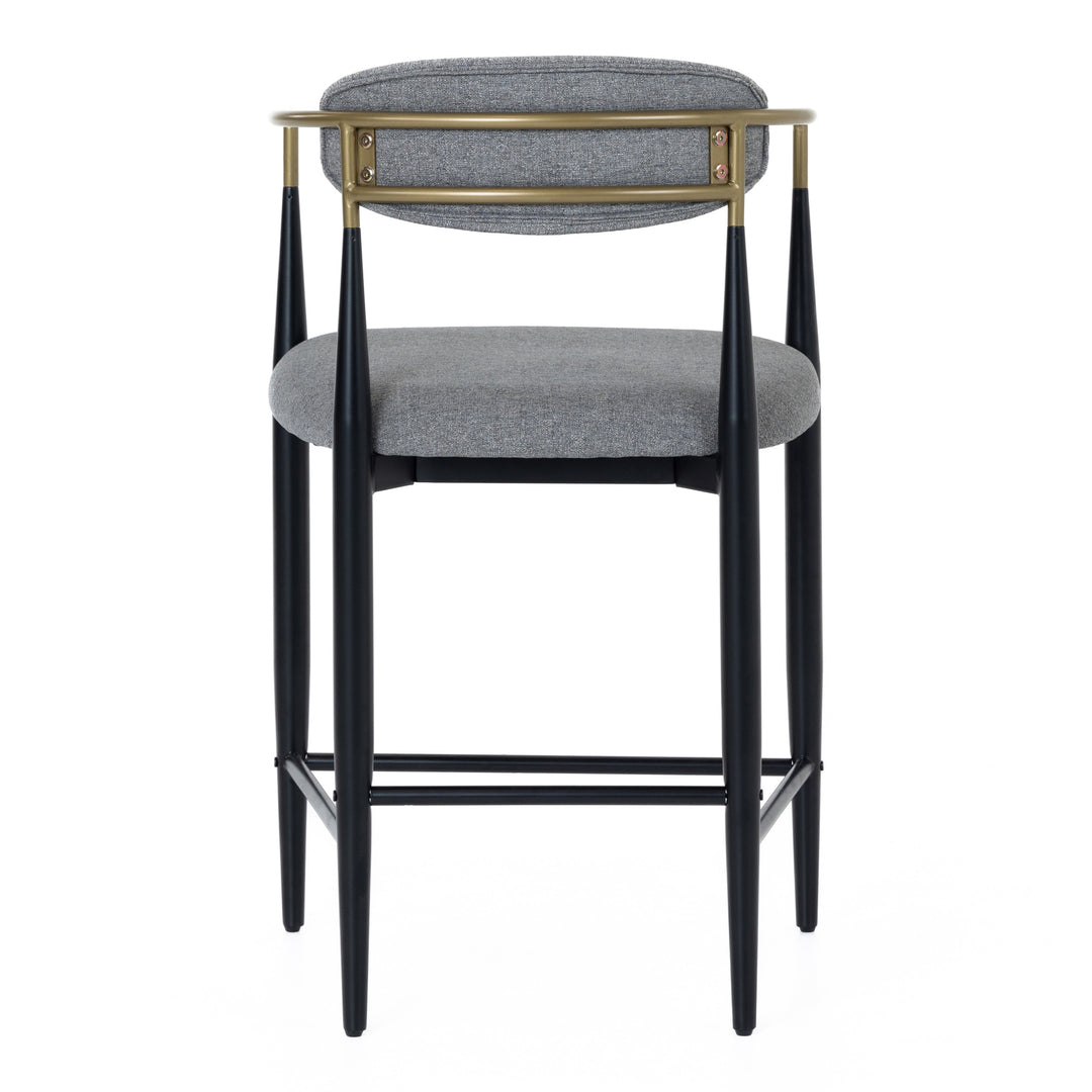 Buchtel - Mid-Century Modern Medium Grey + Gold Arm + Black Counter Chair