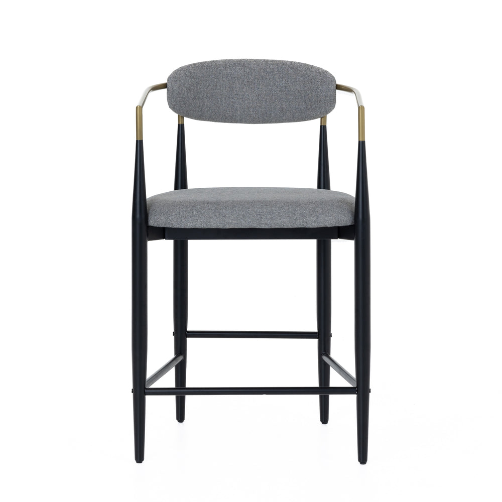Buchtel - Mid-Century Modern Medium Grey  Gold Arm  Black Counter Chair