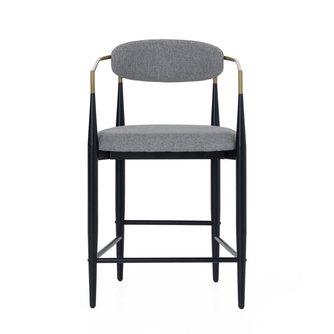 Buchtel  Mid-Century Modern Medium Grey + Gold Arm + Black Counter Chair
