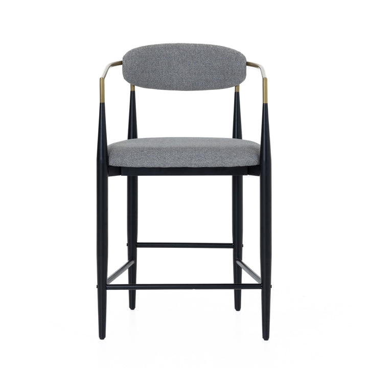 Buchtel  Mid-Century Modern Medium Grey + Gold Arm + Black Counter Chair