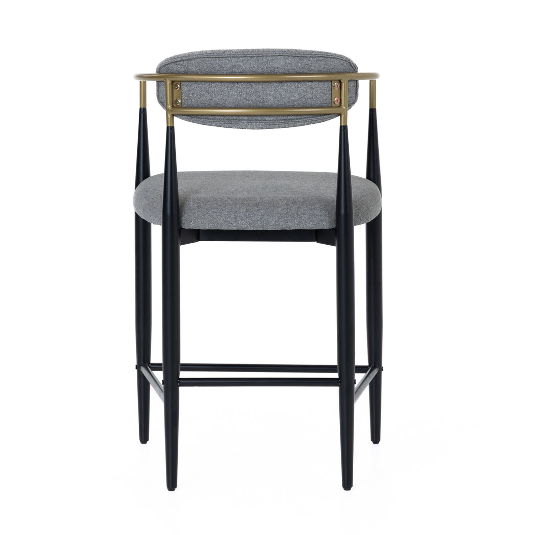 Buchtel  Mid-Century Modern Medium Grey + Gold Arm + Black Counter Chair