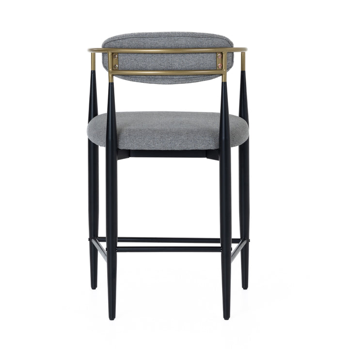 Buchtel  Mid-Century Modern Medium Grey + Gold Arm + Black Counter Chair