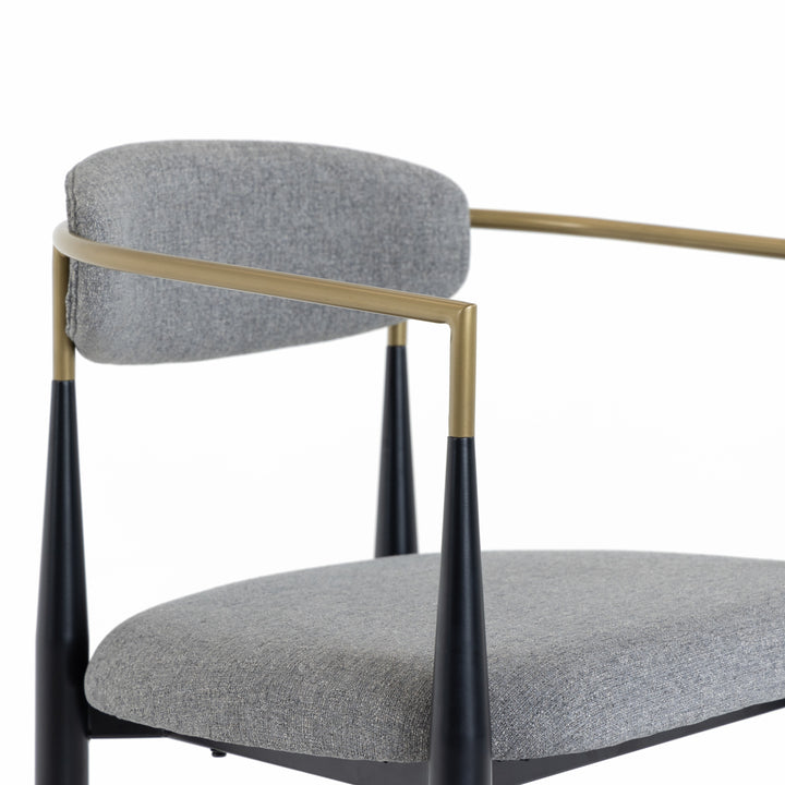 Buchtel - Mid-Century Modern Medium Grey  Gold Arm  Black Counter Chair