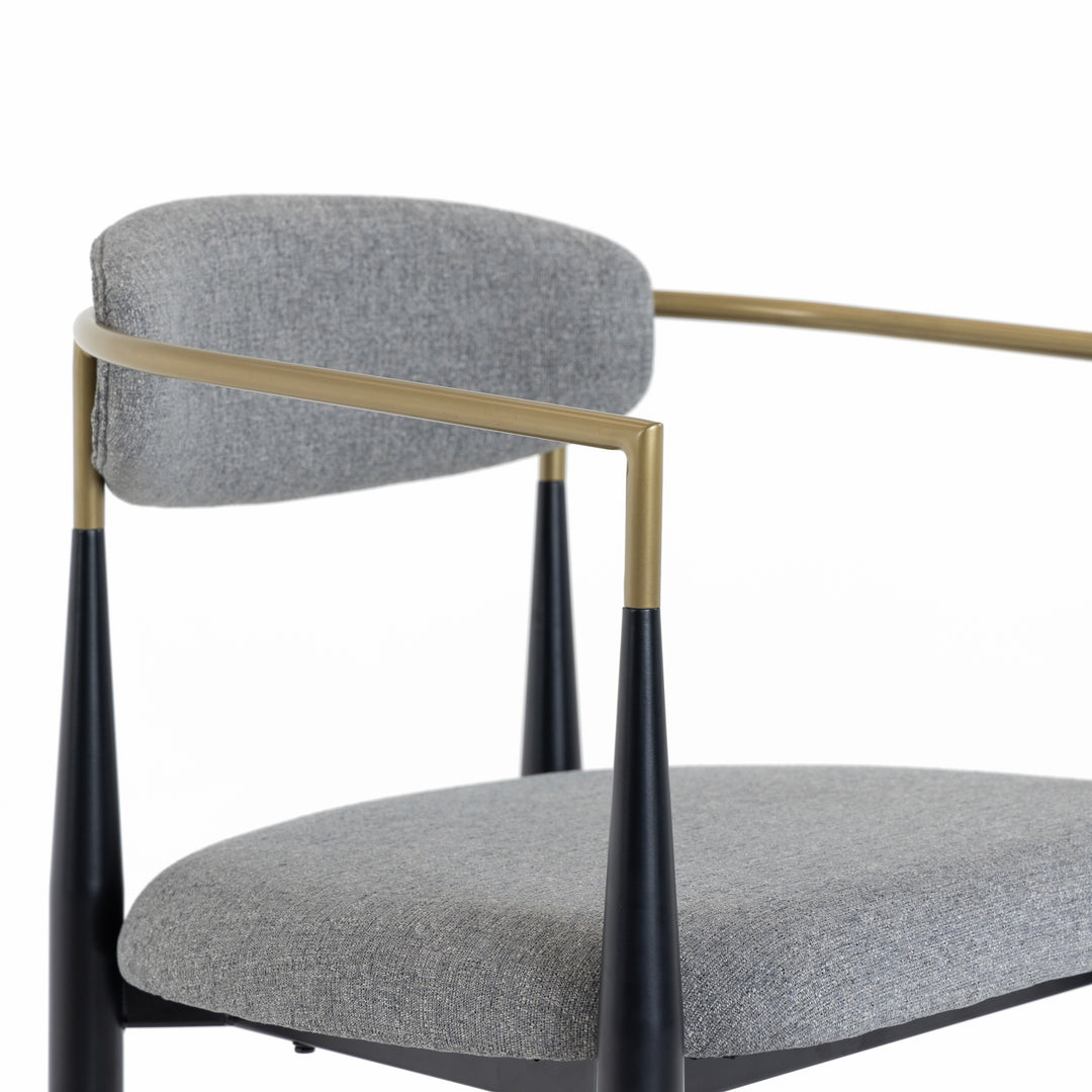 Buchtel  Mid-Century Modern Medium Grey + Gold Arm + Black Counter Chair