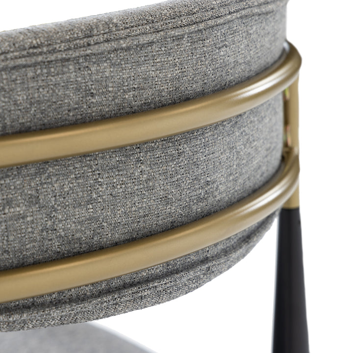 Buchtel - Mid-Century Modern Medium Grey + Gold Arm + Black Counter Chair